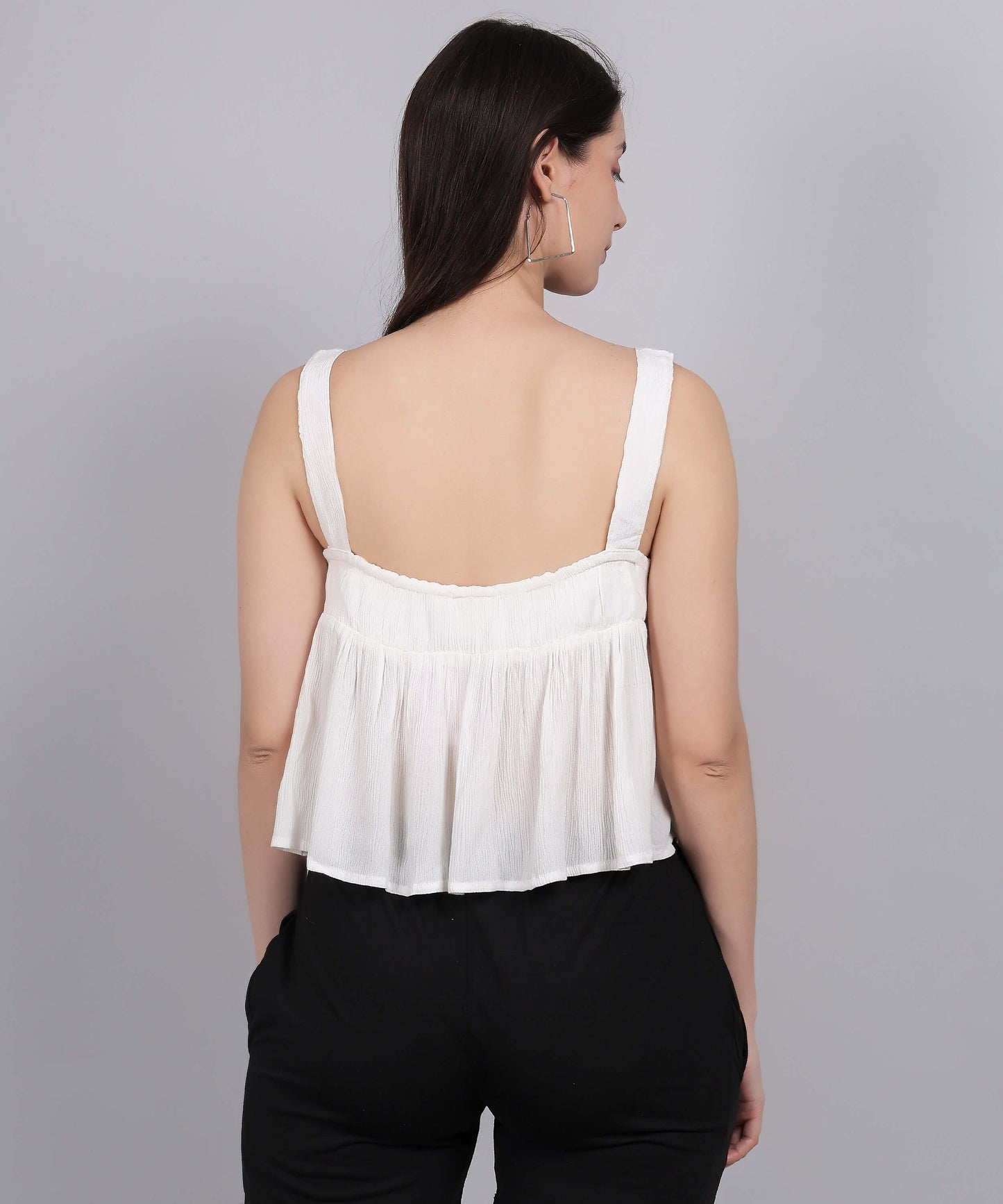 CRINKLE WHITE CROP TOP