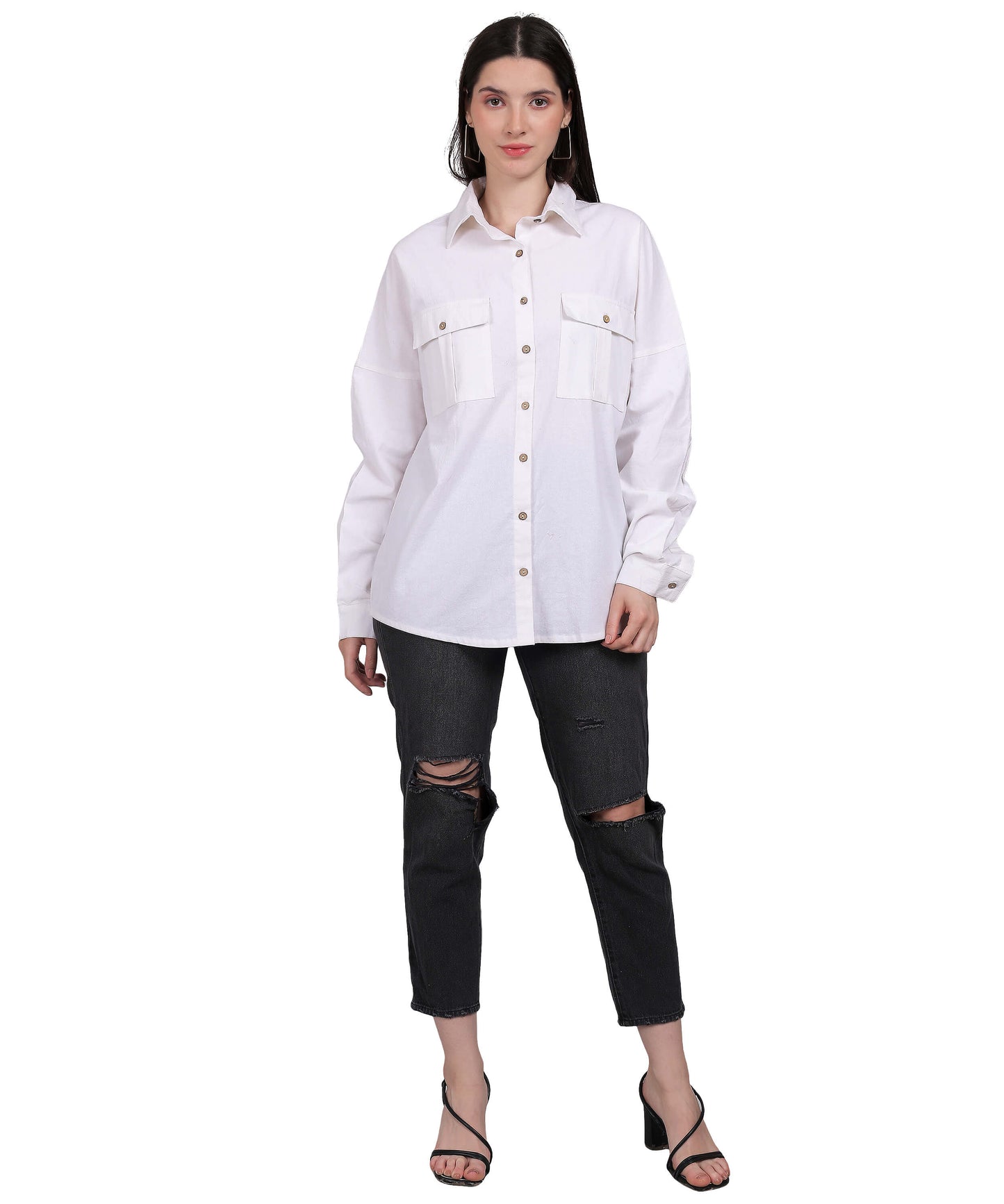 WHITE BLOCK PRINTED SHIRT