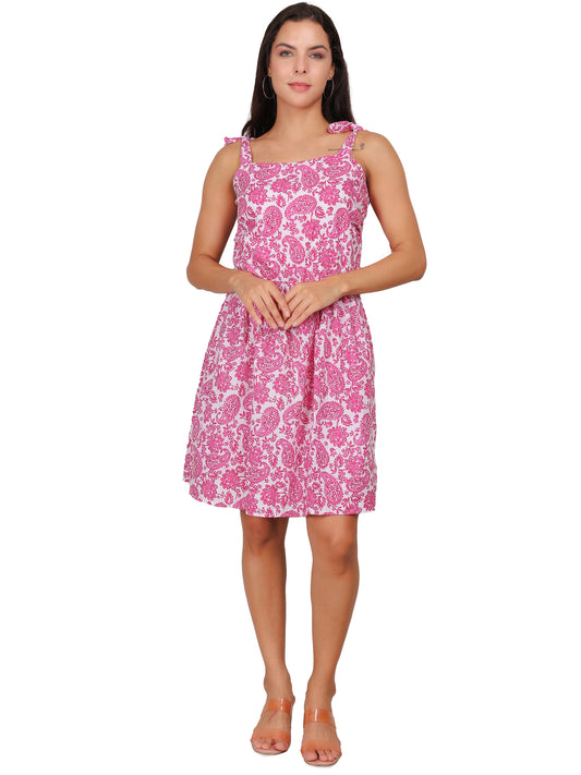 Paisley Print Casual Short Dress