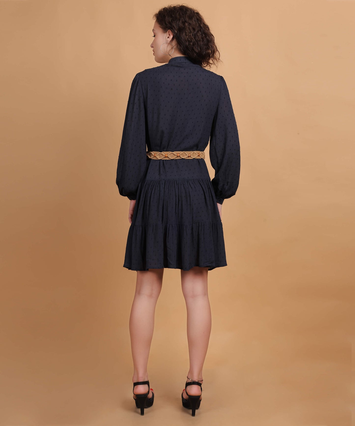Women’s Rayon Dobby shirt above the knee dress With Belt
