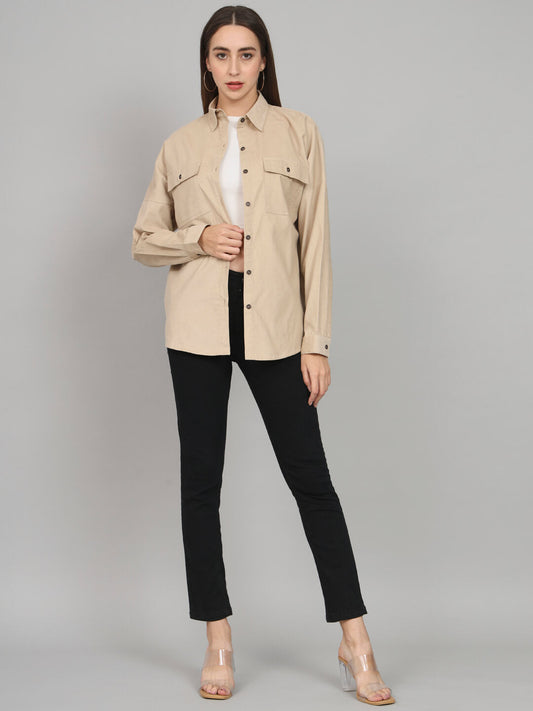 Beige Drop Shoulder Shirt
