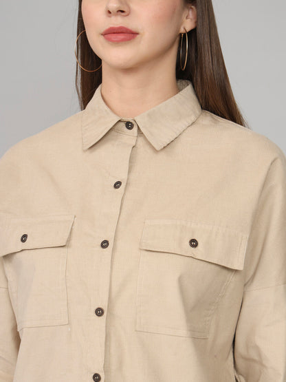 Beige Drop Shoulder Shirt
