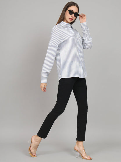 Blue and white drop shoulder shirt