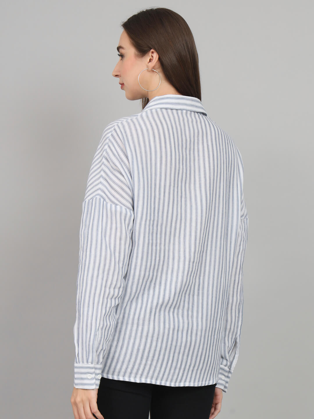 Blue and white drop shoulder shirt