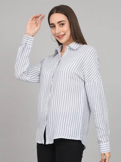 Blue and white drop shoulder shirt