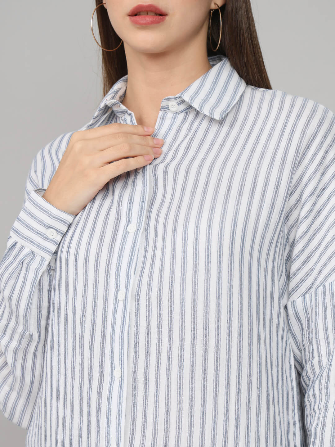 Blue and white drop shoulder shirt