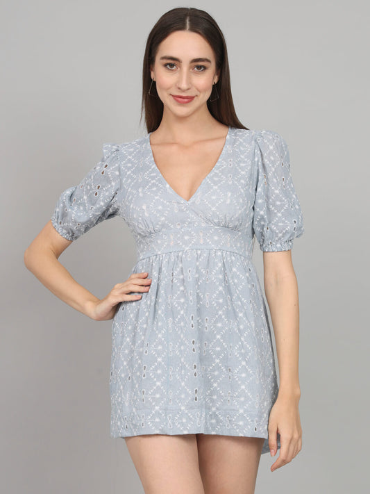 V Neck schiffli dress