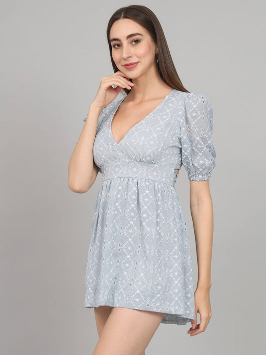 V Neck schiffli dress