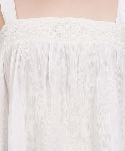 CRINKLE WHITE CROP TOP