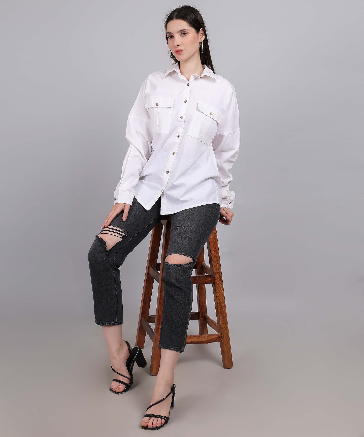 WHITE BLOCK PRINTED SHIRT