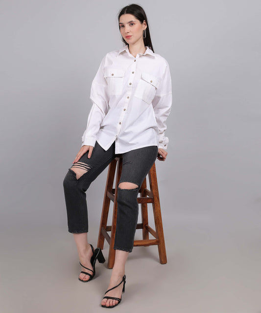 WHITE BLOCK PRINTED SHIRT