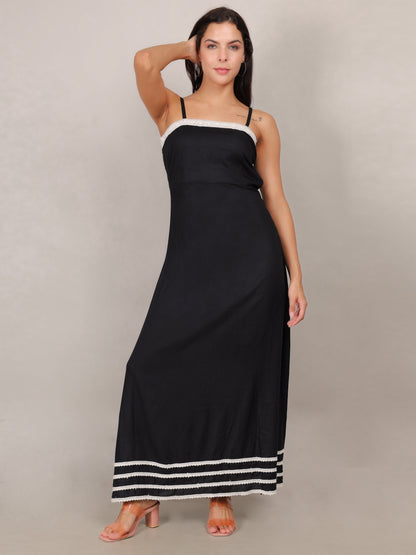 Coastal Charm Black Maxi Dress