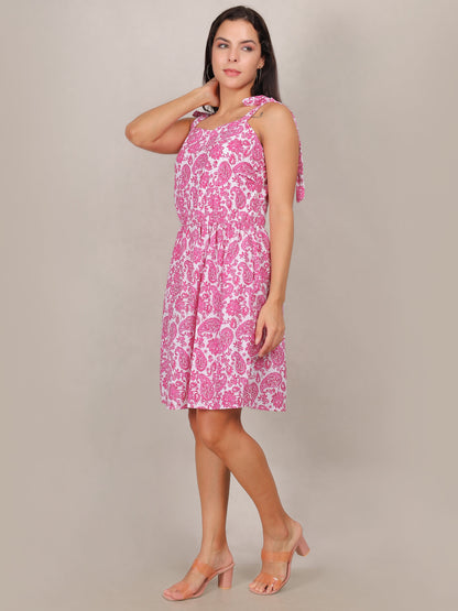 Paisley Print Casual Short Dress