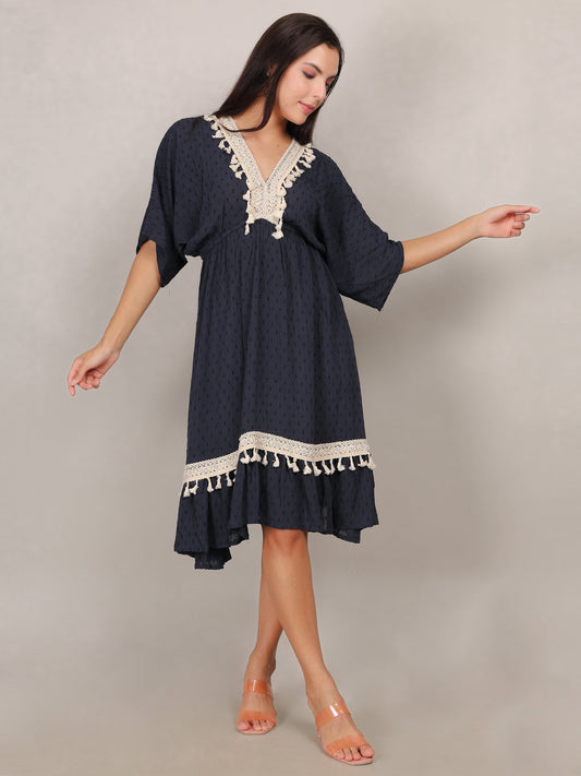 Boho Elegance Tassel-Trim Dress