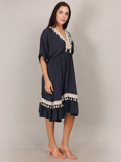 Boho Elegance Tassel-Trim Dress