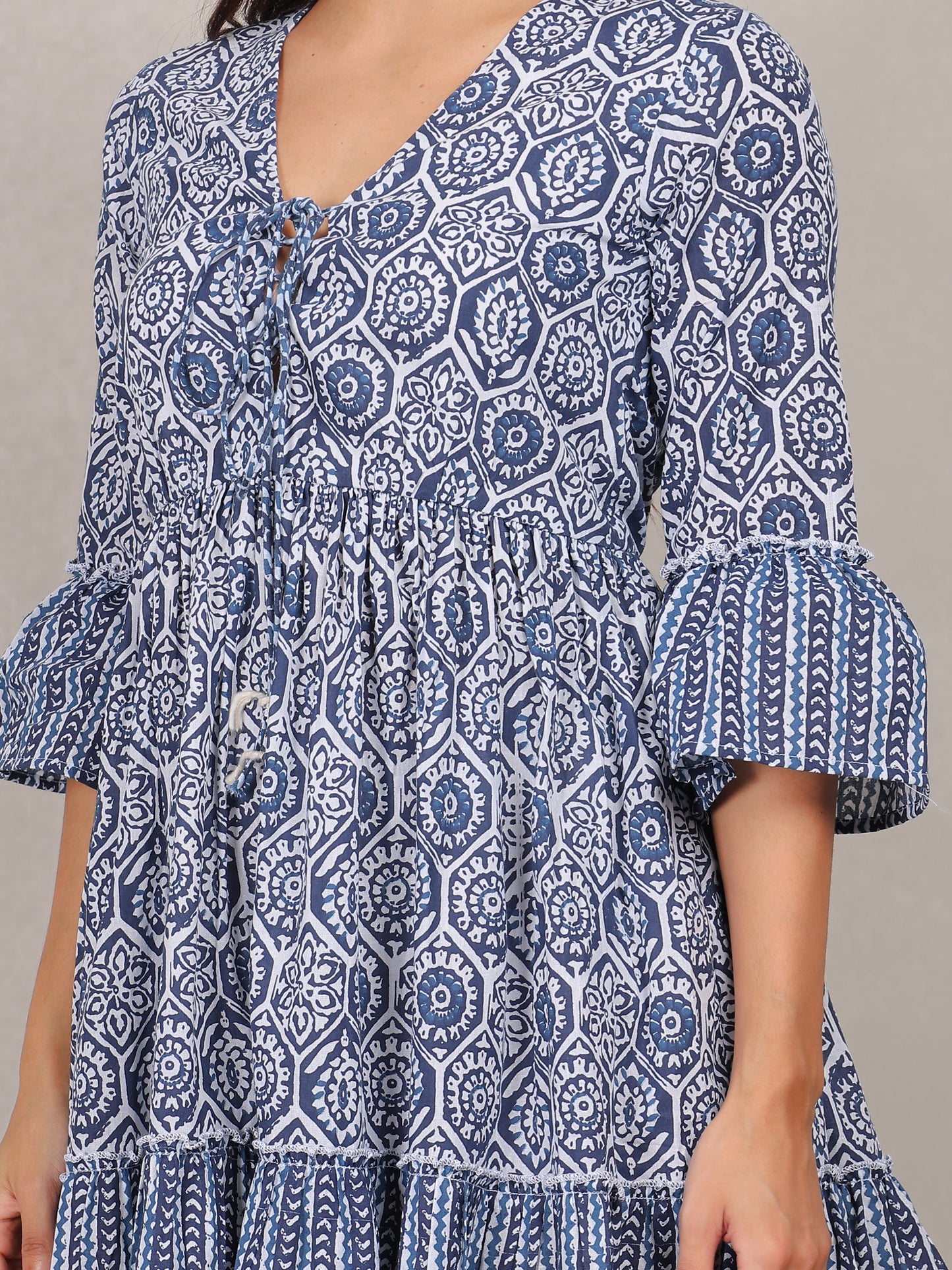 Indigo Print  Mini Dress