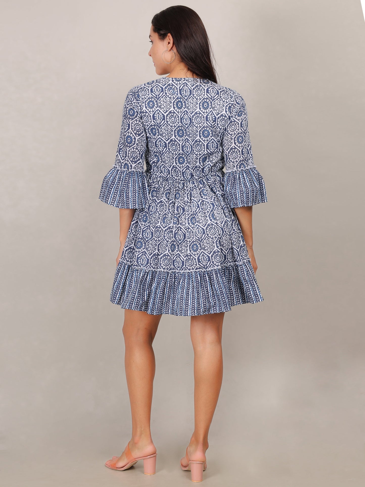Indigo Print  Mini Dress