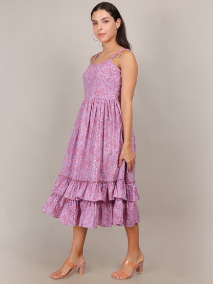 Floral Pink Tiered Midi