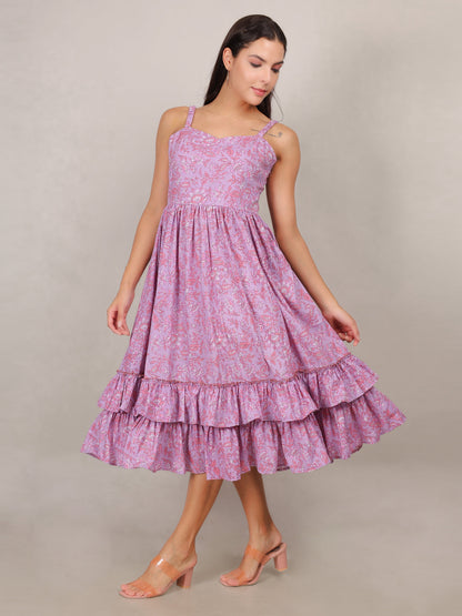 Floral Pink Tiered Midi