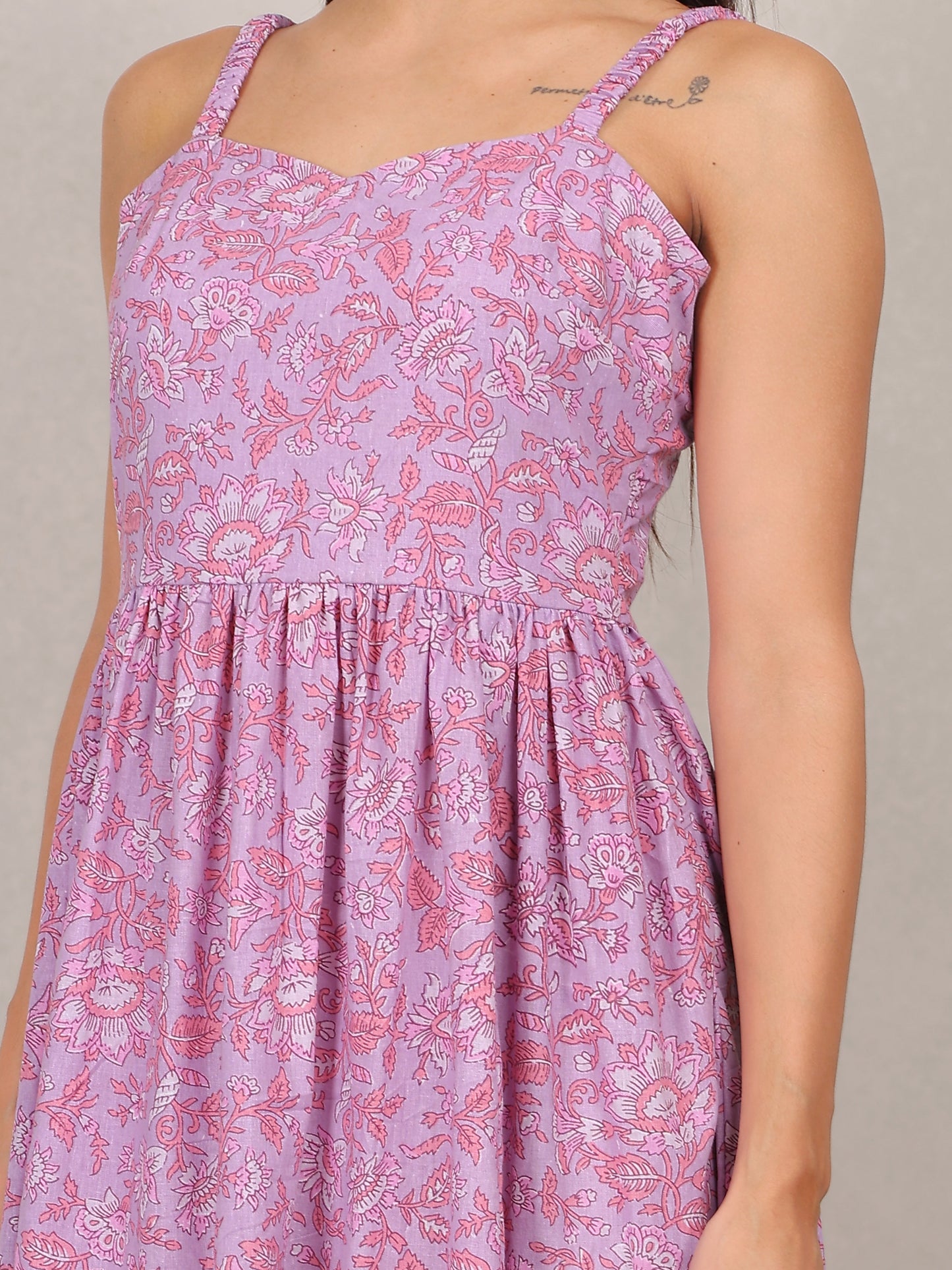 Floral Pink Tiered Midi