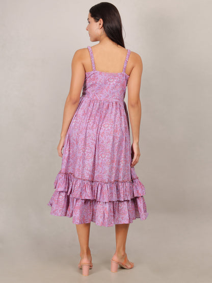 Floral Pink Tiered Midi