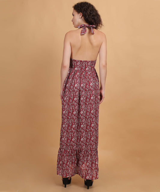 Bohemian Red Halter Maxi Dress