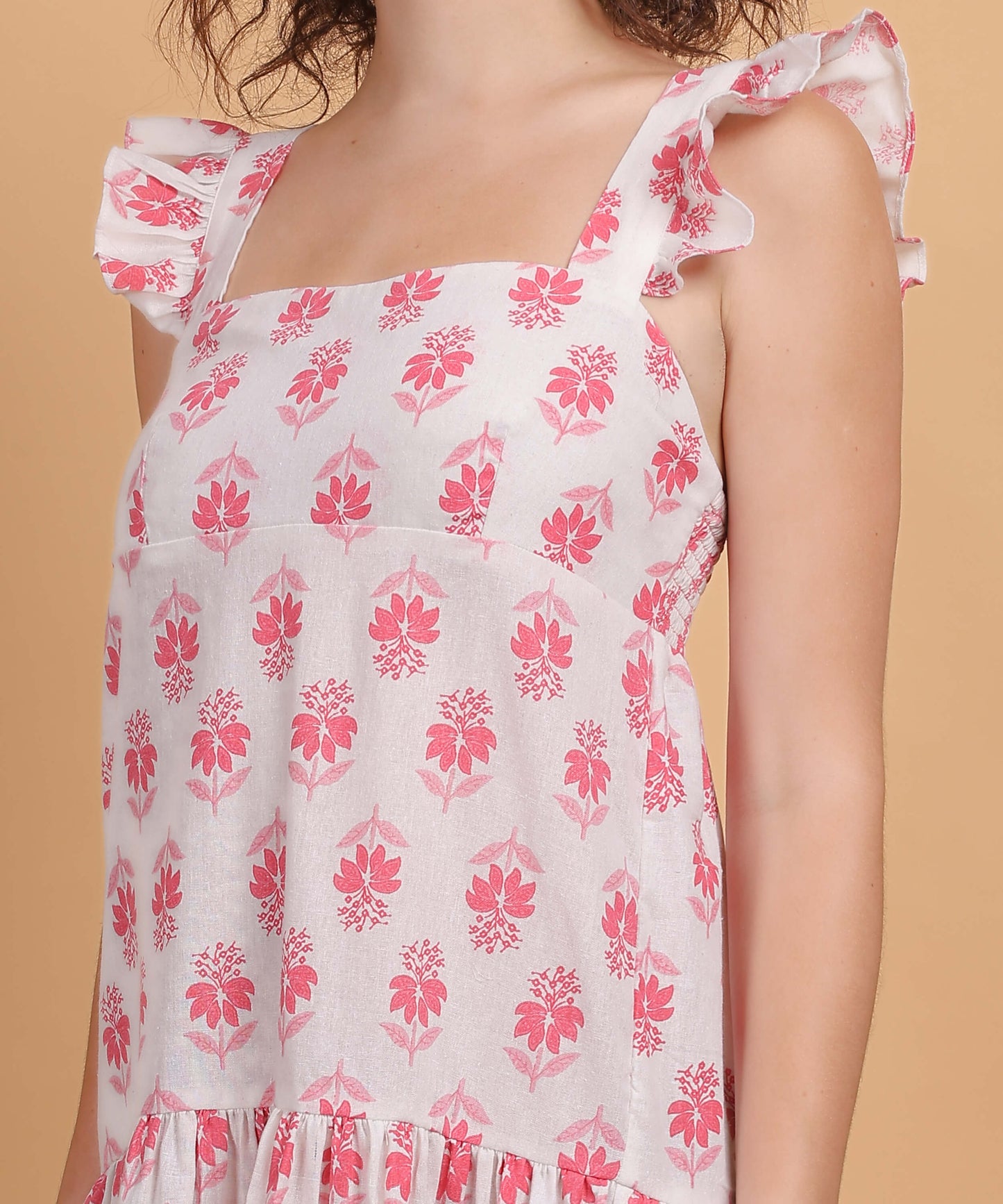 Pink Petal Ruffle-Sleeve Sundress
