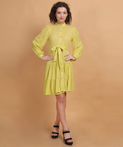 Women’s Rayon Dobby shirt above the knee dress With Belt