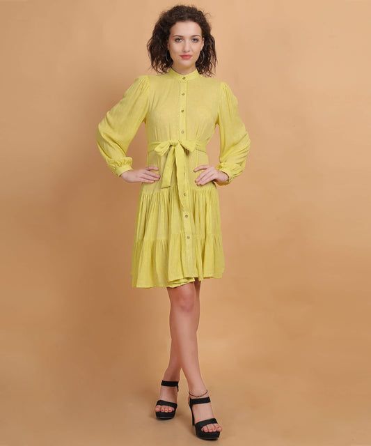Women’s Rayon Dobby shirt above the knee dress With Belt