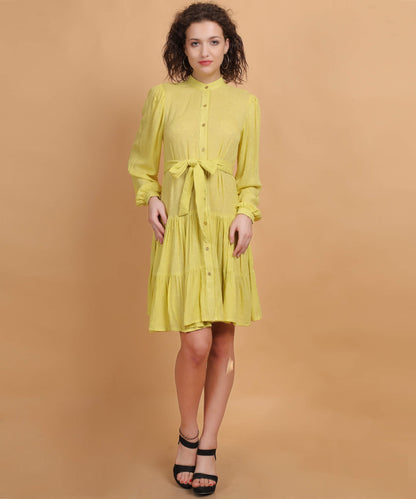 Women’s Rayon Dobby shirt above the knee dress With Belt