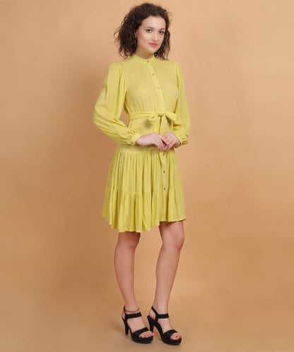 Women’s Rayon Dobby shirt above the knee dress With Belt