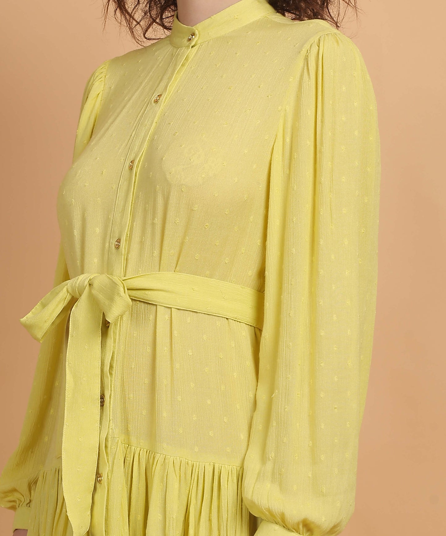 Women’s Rayon Dobby shirt above the knee dress With Belt