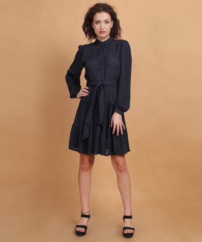 Women’s Rayon Dobby  shirt above the knee dress With Belt