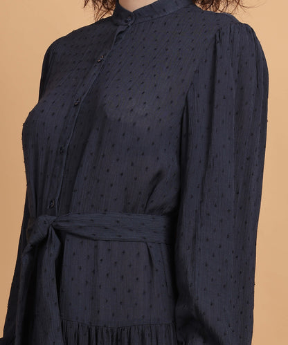 Women’s Rayon Dobby  shirt above the knee dress With Belt