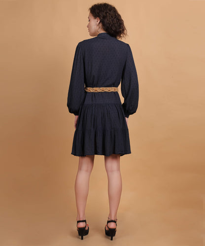 Women’s Rayon Dobby  shirt above the knee dress With Belt
