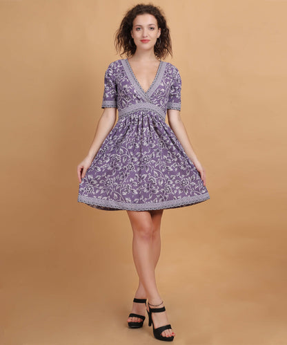 Floral Embroidered V-Neck Dress