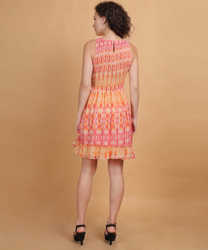 Vibrant Tie-Dye Smocked Sleeveless Dress