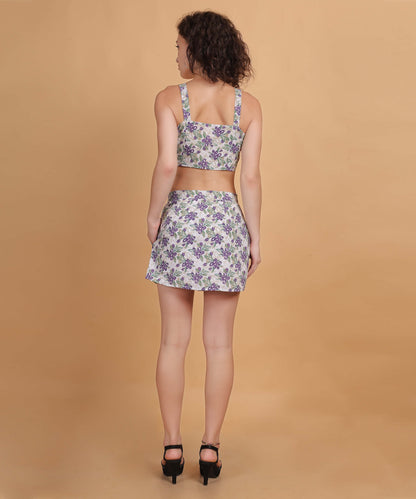 Women's Floral Print Crop Top & Skirt Co-ord Set