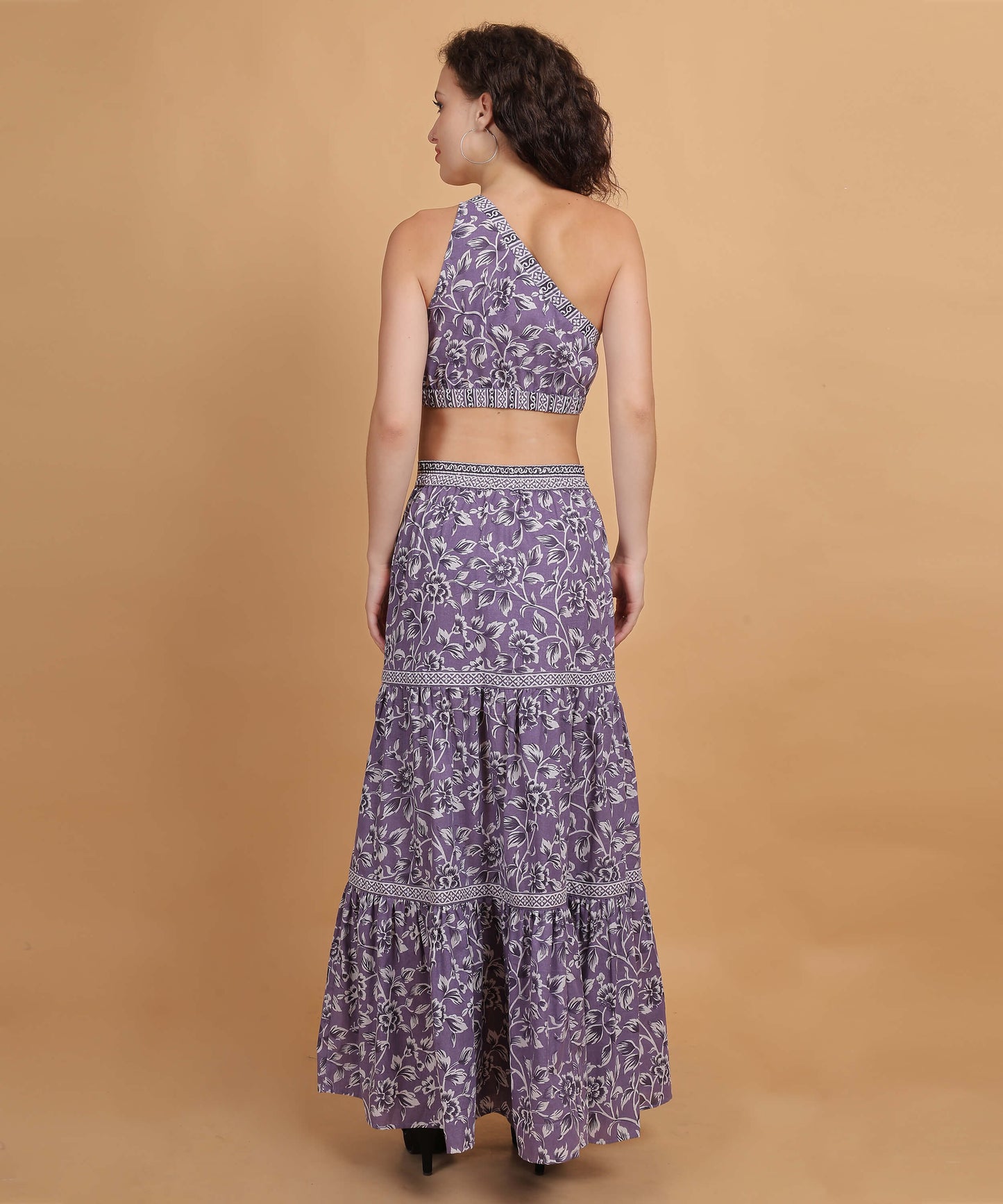 Lavender Floral One-Shoulder Co-Ord Set
